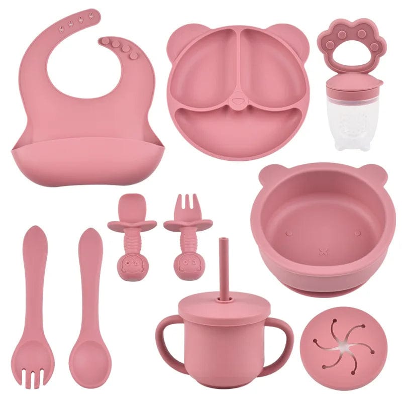 Ensemble d’Alimentation en Silicone pour Bébé Rose