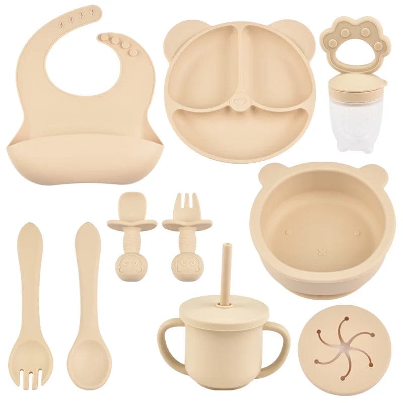 Ensemble d’Alimentation en Silicone pour Bébé Beige