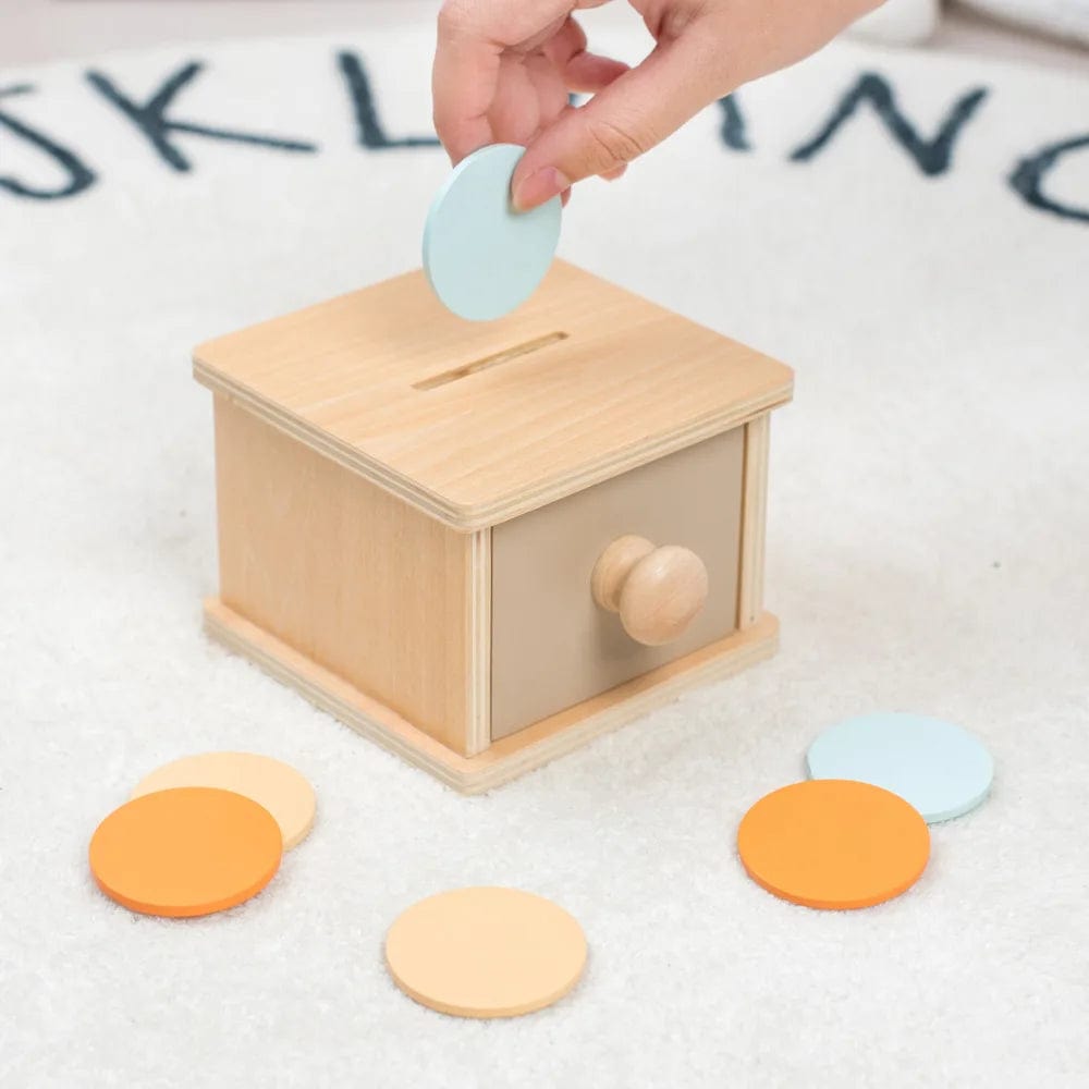 Jouets en Bois Montessori  Boite à Monnaie