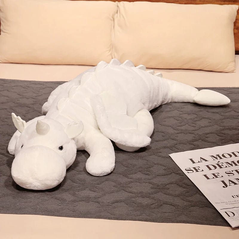 Peluche Géante Dinosaure en Velours Dragon Blanc / 70cm