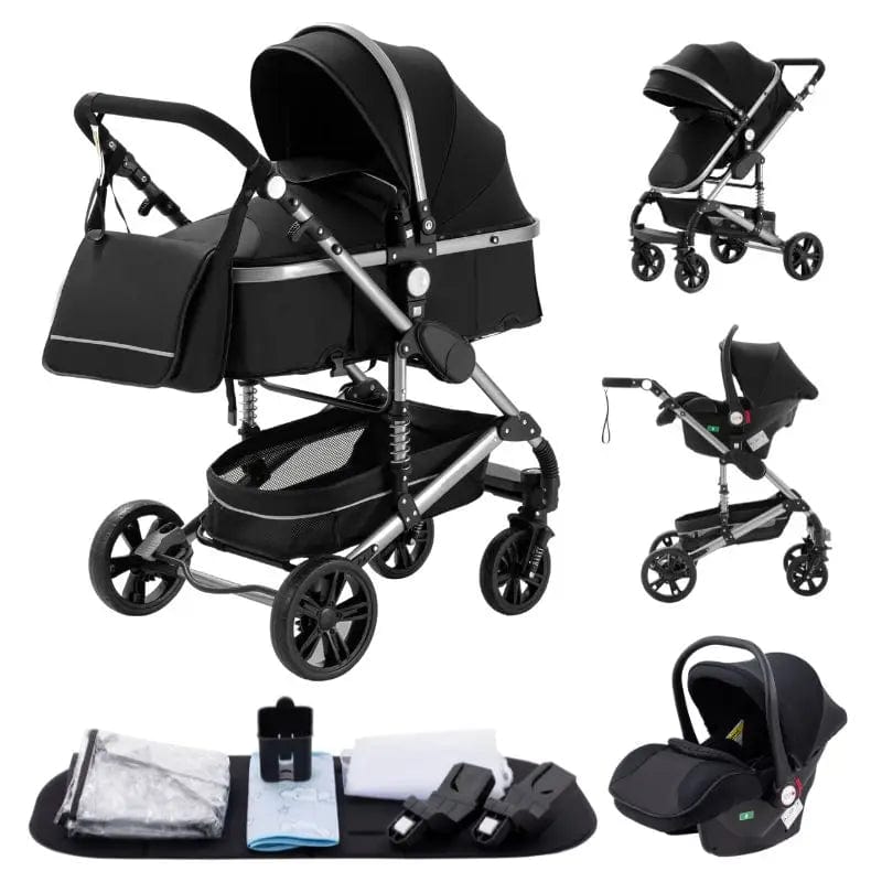 Poussette Bébé 3 en 1 Portable  Noir